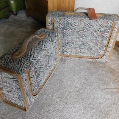 Set of Fabric and Leather Trimmed Luggage