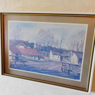 Framed Art Print Country Village Scene by Mildred Sands Kratz 23