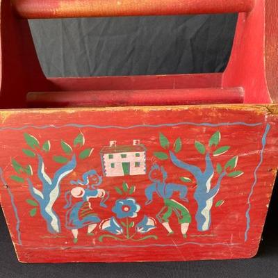 Painted Helen Hume Wooden Bucket & Vintage Book/Magazine Holder-Lot 369