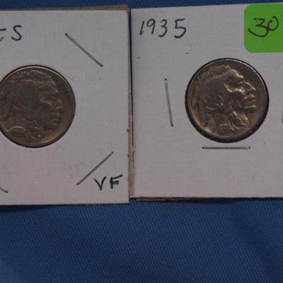   1935 S and a 1935 P Buffalo Nickel's   302