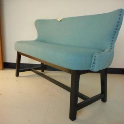 Lot 108 - Retro Turquoise Blue Colored Upholstered Sofa Couch with low back