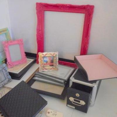 Lot 109 - Assorted Office Goods and Picture Frames