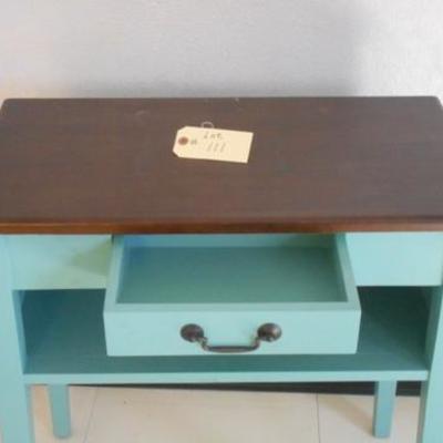 Lot 111 - Retro Turquoise Colored Painted Wooden Table with Drawer