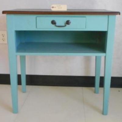 Lot 111 - Retro Turquoise Colored Painted Wooden Table with Drawer