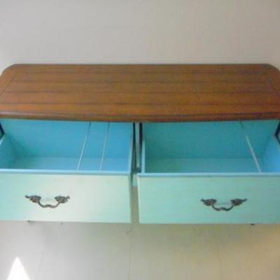 Lot 113 - Retro Turquoise Color Painted Two Drawer Credenza