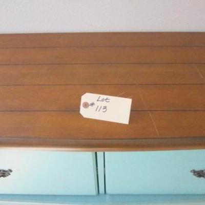 Lot 113 - Retro Turquoise Color Painted Two Drawer Credenza