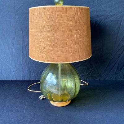 Clear Green Lamp with Shade - Lot 383