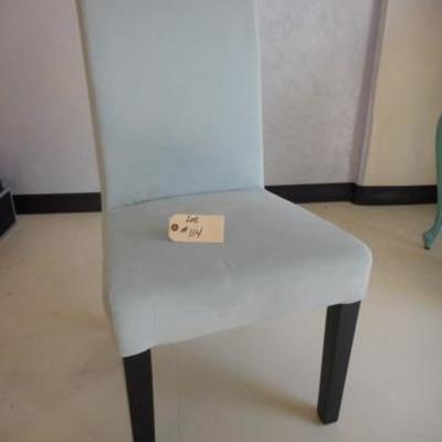 Lot 114 - Soft Dusty Blue Colored Suede Chair 