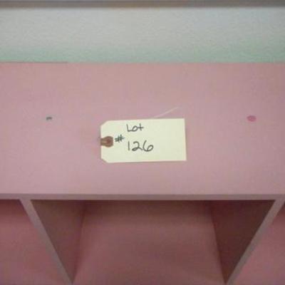 Lot 126 - 9 Slot Pink Painted Wooden Cubby Shelf 