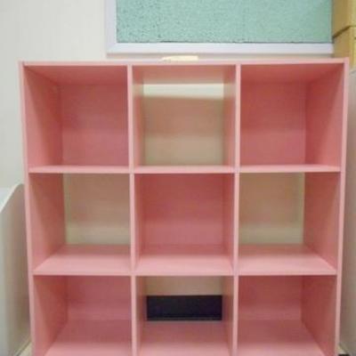 Lot 126 - 9 Slot Pink Painted Wooden Cubby Shelf 