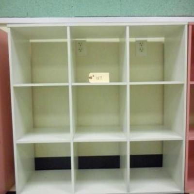 Lot 127 - 9 Slot White Painted Wooden Cubby Shelf 