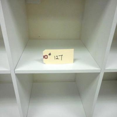 Lot 127 - 9 Slot White Painted Wooden Cubby Shelf 