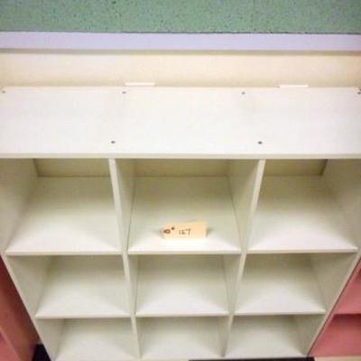 Lot 127 - 9 Slot White Painted Wooden Cubby Shelf 