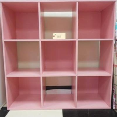 Lot 128 - 9 Slot Pink Painted Wooden Cubby Shelf 