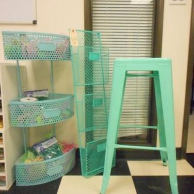 Lot 131 - 3 Greenish Blue/Turquoise Metal Accessories with gift wrapping items