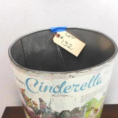 Lot 132 - Vintage Disney's Cinderella Trash Can 19'' Tall 