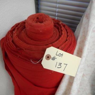 Lot 137 - Bolts of fabric with wire basket - some tulle