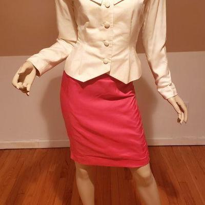 Magali Vtg Italy Couture skirt embroidered ensemble 100% silk