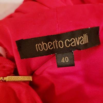 Roberto  Cavalli Draped red Runway Halter Maxi fringed wing