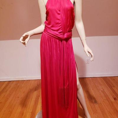 Roberto  Cavalli Draped red Runway Halter Maxi fringed wing