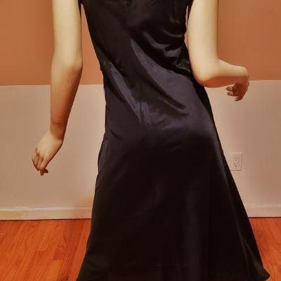 Vtg Satin bias Slip dress Guipure applique' spaghetti straps