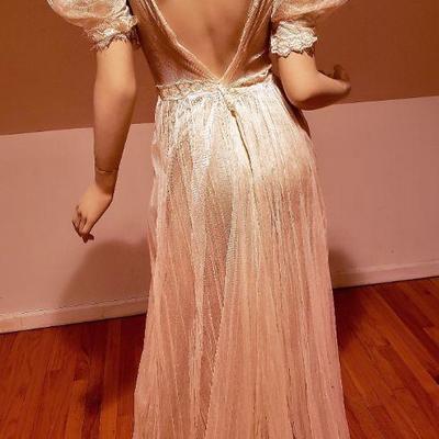 Antique Circa 1890's Tulle/Lace Wedding/Garden dress puffed Sleeves