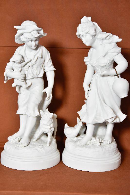 Lot 4 Pair of Vintage French Bisque Figurines