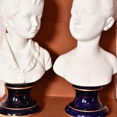 Lot 8: Pair of Vintage Porcelain Bisque Busts