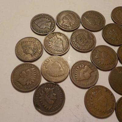 23 Indian Head pennies ranging 1909 -1898 