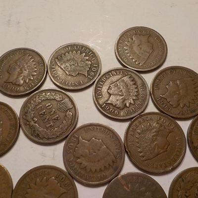 23 Indian Head pennies ranging 1909 -1898 