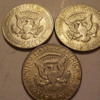 1969, 1968,1967, Kennedy half dollars.