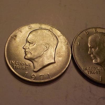 2- 1971 Eisenhower silver dollars.