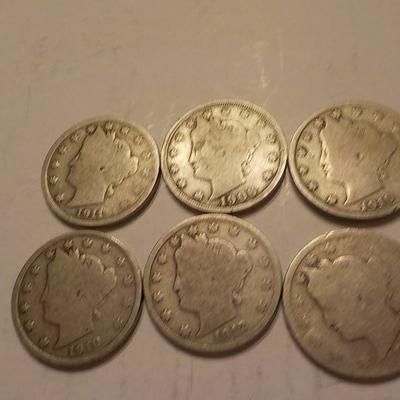 6- 1909, 1911, 1912 , V- Nickels.