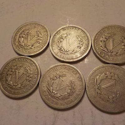 6- 1909, 1911, 1912 , V- Nickels.