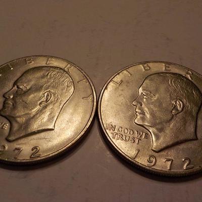 2- 1972 Eisenhower silver dollars.