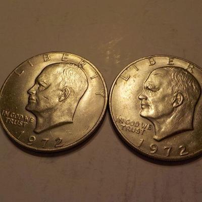 2- 1972 Eisenhower silver dollars.