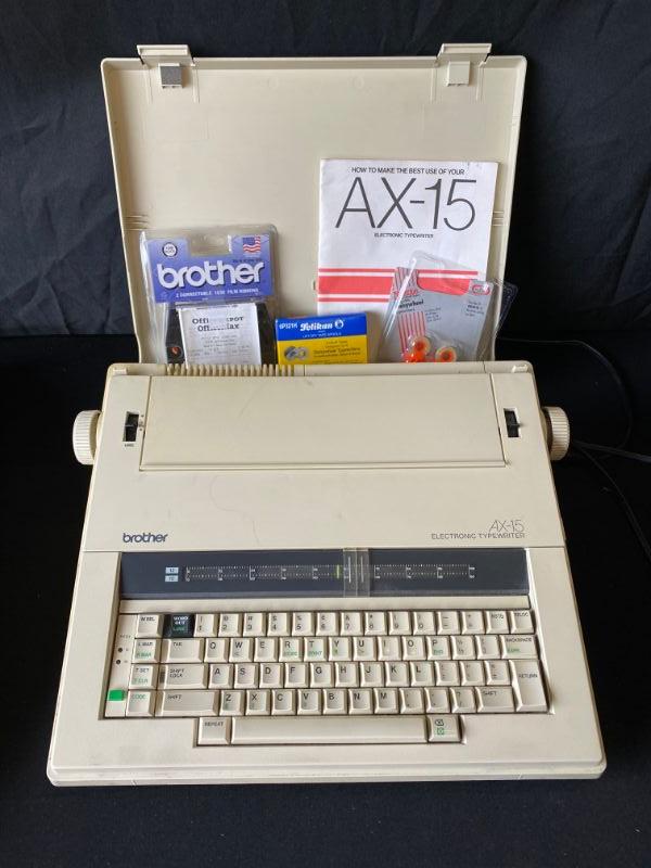 Vintage Electronic Brother Typewriter AX15 with accessoriesLot 454
