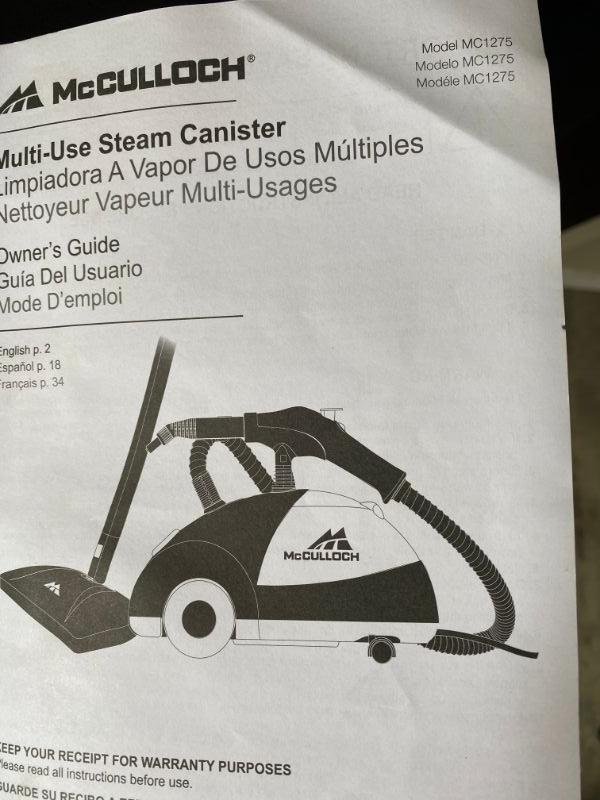 McCulloch Multi Use Steamer Canister and AccessoriesLot 466