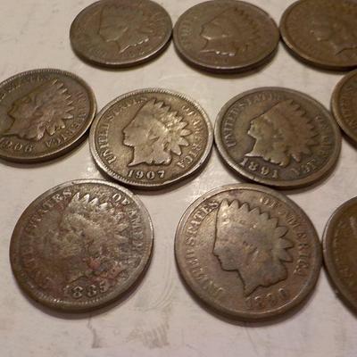 10 Indian Head pennies