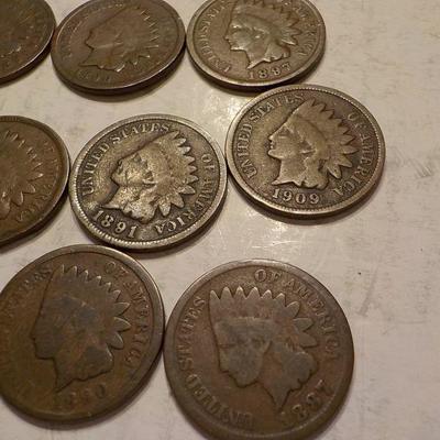 10 Indian Head pennies