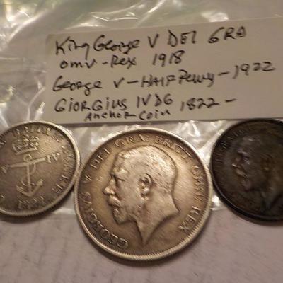 1918 King George v- del gra-omv.-1922 King George half penny/ 1822 Giorgius 1v,dg anchor