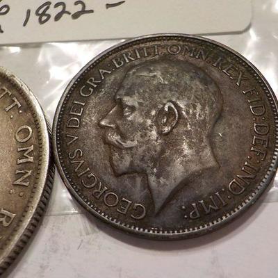 1918 King George v- del gra-omv.-1922 King George half penny/ 1822 Giorgius 1v,dg anchor