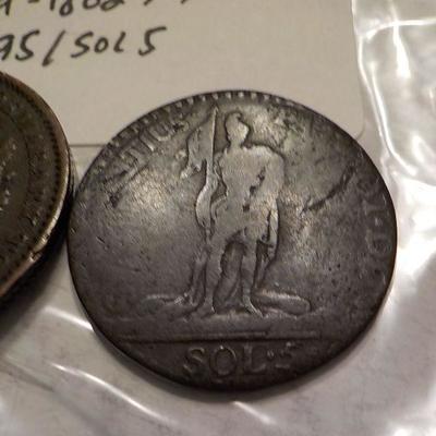 King George 111-1813,/  1862 Queen Victoria- 1 cent,  / 1795 Amed . d.g.,sol 5.