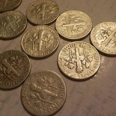 12- Roosevelt silver dimes/1940-64-51-47-50-59-61-52-62-53-56.
