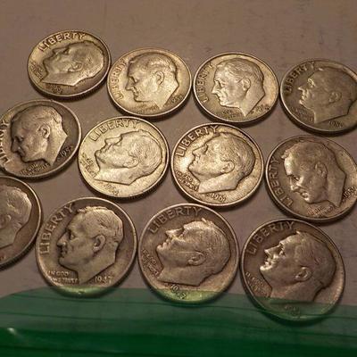 12- Roosevelt silver dimes/1940-64-51-47-50-59-61-52-62-53-56.
