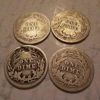 1908, 1910, 1911, ? , Barber dimes.