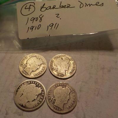 1908, 1910, 1911, ? , Barber dimes.