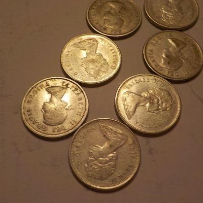 1965, 1960 Canadian quarters plus 2 centennial 1967 quarters.