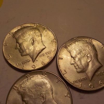 3- 1968 Kennedy Half dollars.