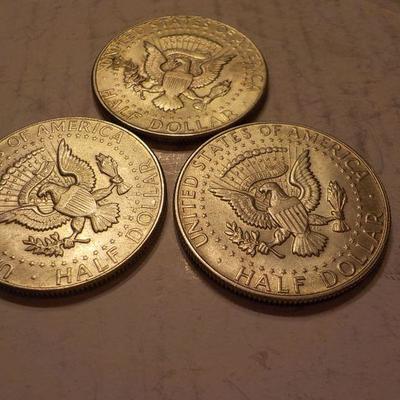3- 1968 Kennedy Half dollars.